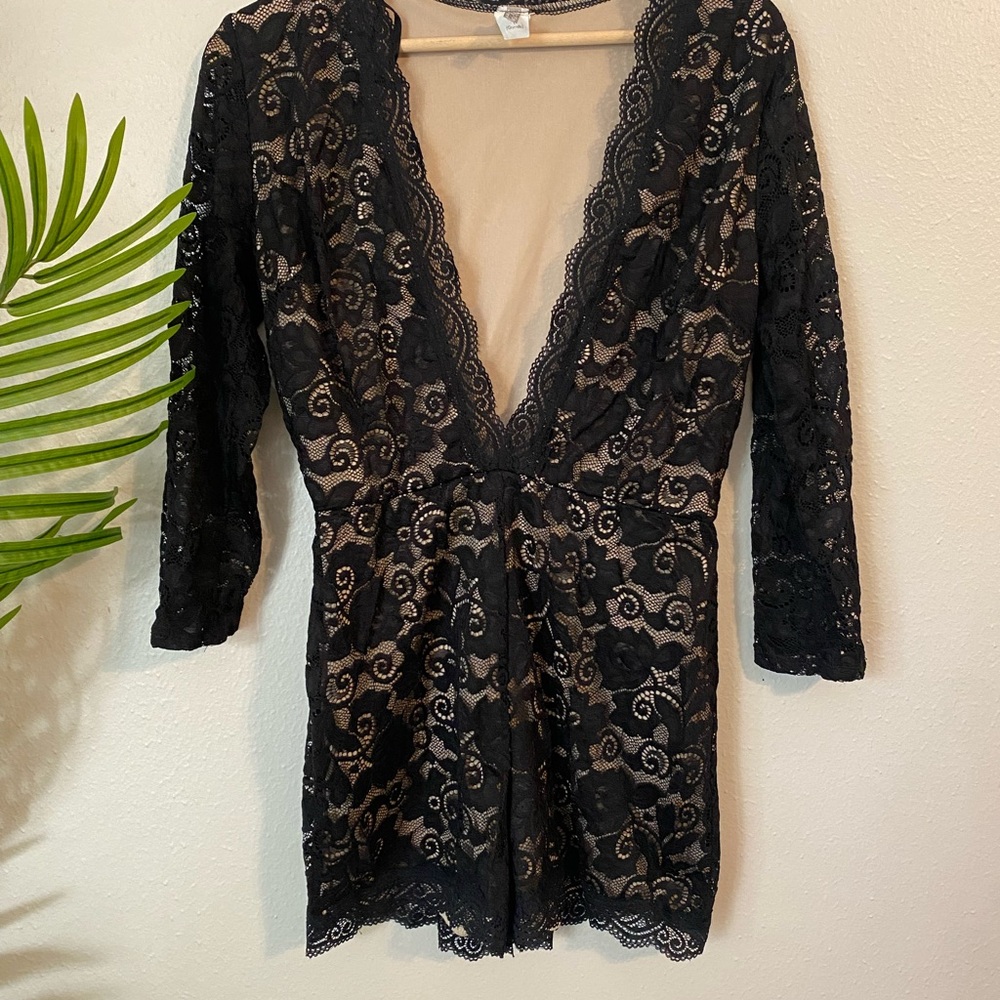 Elegant Black Lace Romper